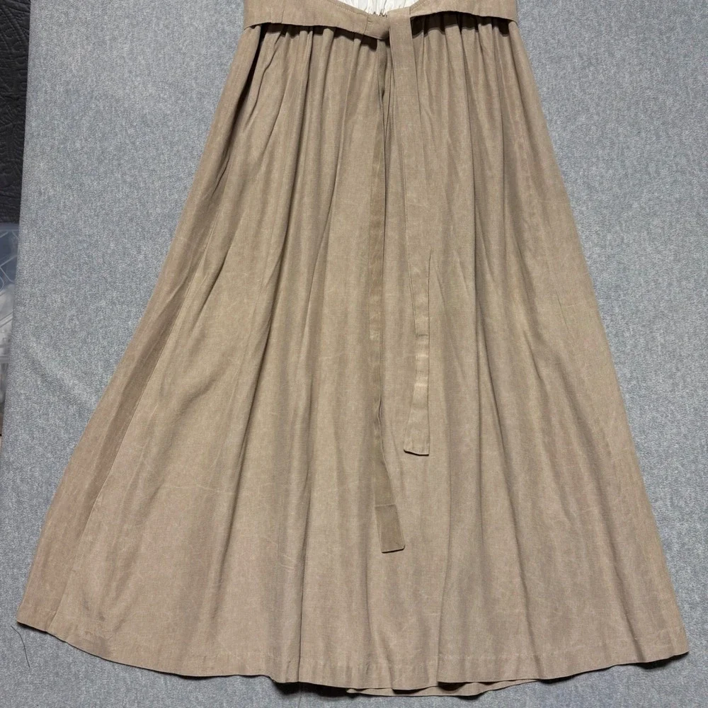 Enge Collection‎ Vintage Tan Vest Layered Midi Dress Size 8 Made in USA Soutache